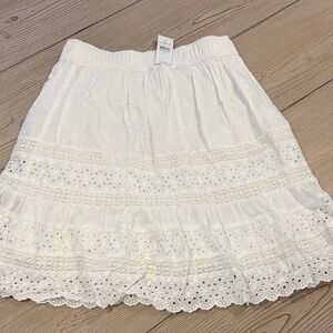 LOFT White Eyelet Tiered Mini Skirt